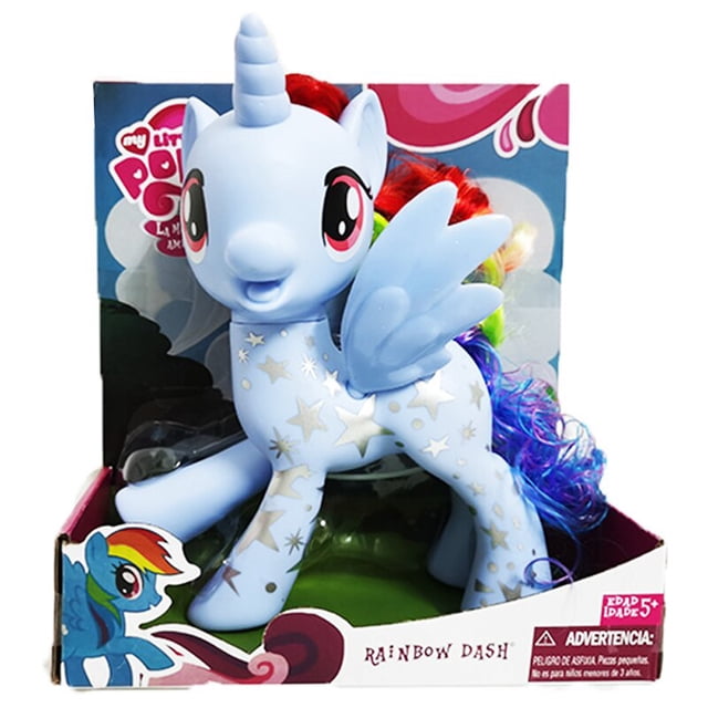 juguetes de my little pony de 22cm para colección de niños, figura Rainbow Dash fluorescente verde de 22 cm en PVC con cuerno y alas, melena arcoíris rizada dentro de caja original, escala 1/60, recomendado 7+ años; adecuada para exhibición de colección y regalo.
