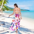 thumbnail image 7 of FORMRS Womens Long Sarong Beach Wrap Semi-Sheer Bikini Skirt Bathing Swimsuit Cover Up, Purple Colorful Circles, 7 of 7