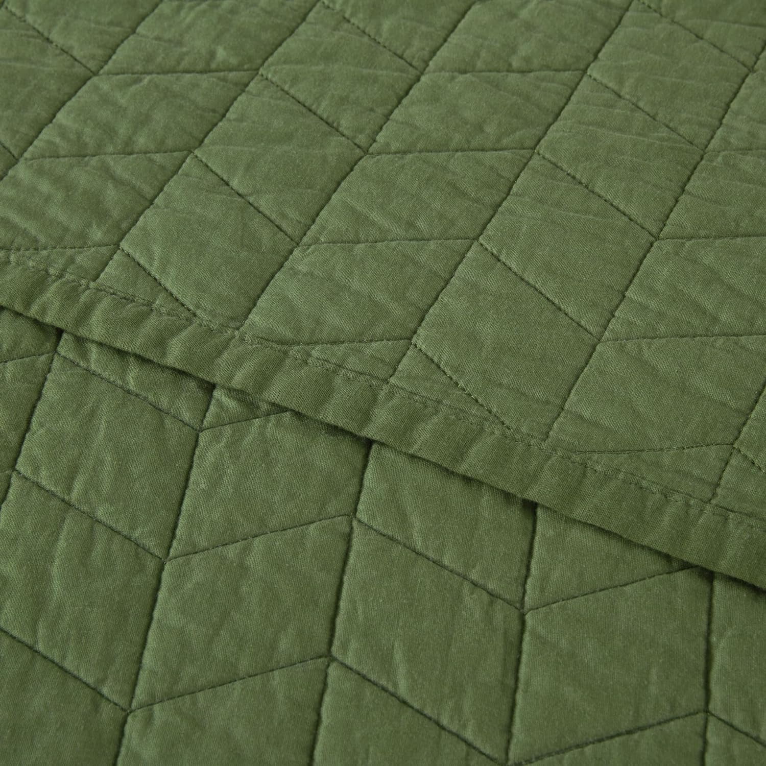 Chezmoi Collection 3-Piece Loden Green Geometric Quilt Bedding Sets, King