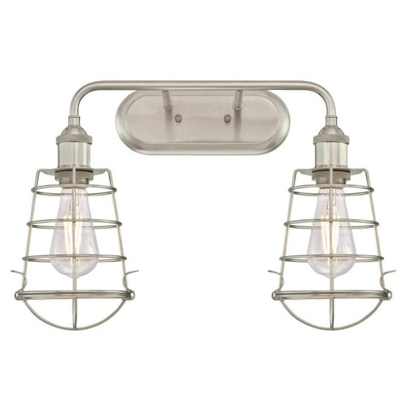 Westinghouse Oliver Two-Light Indoor Wall Fixture, Brushed Nickel Finish with Cage Shades