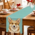 thumbnail image 5 of Green Dog Cotton Linen Table Runner for Dining Kitchen, Funny Animals Modern Art Wedding Outdoor Party Tablerunners Decoration, Dresser Scarf Coffee Tablecloth Runners 13x70 Inches, 5 of 9