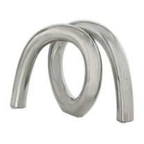 12" x 8" Silver Ceramic Rounded Loop Abstract Sculpture, by DecMode