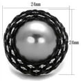 thumbnail image 2 of Luxe Jewelry Designs Women's Black IP Stainless Steel Ring with Gray Synthetic Pearl and Round Clear, 2 of 4