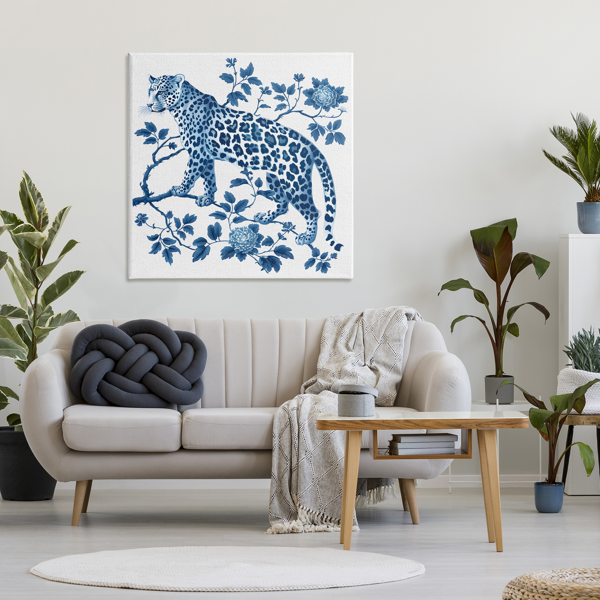 Traditional Ornate Floral Leopard Canvas Wall Art, design by Lettered and Lined