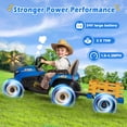 thumbnail image 3 of TOKTOO 24V Powered Ride on Tractor Max 4.3Mph w/ EVA Tires, Tippable Trailer, Remote Control, Tractor Ride on Toy for Kids- Blue, 3 of 7
