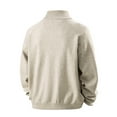 thumbnail image 3 of FAWUUDO Mens Lightweight Fleece Jackets with Quarter Zip Up and Stand Collar Hoodless Soft Warm Coats Casual Sportswear Beige, 3 of 4