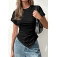 thumbnail image 6 of PRETTYGARDEN Womens Short Sleeve Crew Neck Trendy Shirts Spring Summer Y2K Going Out Tops Asymmetrical Ruched Blouse, 6 of 9