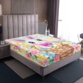 thumbnail image 4 of Kawaii Rabbit Girls Sheets Kids Groovy Flowers Printed Full Sheet Sets,Colourful Geometric Lattice Grid Bed Sheets Set,Rustic Country Animals Bed Set Cartoon Farmhouse Bedding, 4 of 7