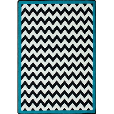 Milliken Black White Area Rug Vibe Border Turquoise Bordered