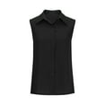 thumbnail image 6 of Fanxing Summer Women's Sleeveless Button Down Shirts Button Front Casual Loose Dressy Blouses V Neck Work Tank Tops Black,S, 6 of 8