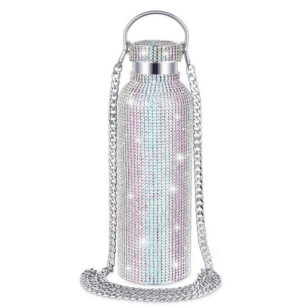 Botella de agua Bling con diamantes de imitación: botella de agua aislada de acero inoxidable de gran capacidad de 25 oz con diseño de diamantes de imitación brillantes, perfecta para la hidratación d