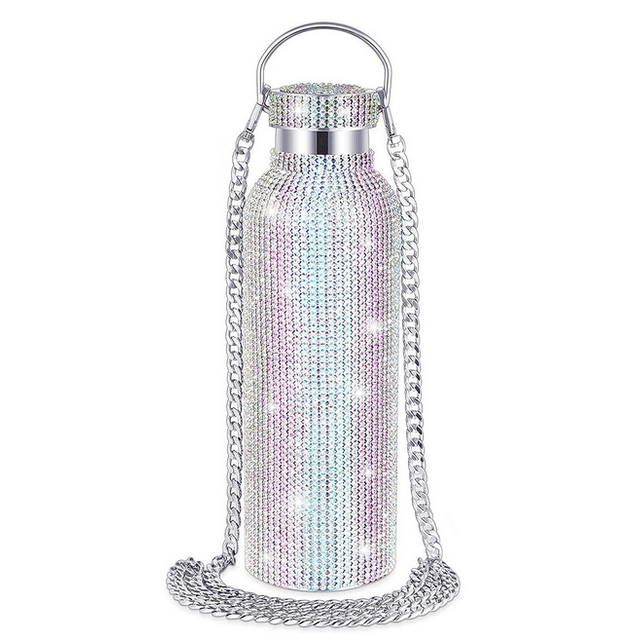 Botella de agua Bling con diamantes de imitación: botella de agua aislada de acero inoxidable de gran capacidad de 25 oz con diseño de diamantes de imitación brillantes, perfecta para la hidratación d