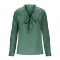 thumbnail image 4 of BLVB Women's Silk Satin Blouse Long Sleeve Bow Tie Neck Elegant Business Shirts Casual Office Work Blouse Tops, 4 of 7