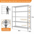 thumbnail image 2 of Heavy Duty Storage Shelves, 5-Tier Adjustable Metal Industrial Utility Shelf Rack for Kitchen, Laundry Room, Pantry, Warehouse, Basement Chrome 48" L x 20" W x 72" H, 2 of 8