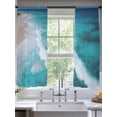 thumbnail image 2 of Ocean Beach Sheer Curtains 72 Inch Long 2 Panels, Minimalist Summer Sea Waves Light Filtering Rod Pocket Curtains, Sheer Voile Drapes for Living Room Bedroom, 52"x72", 2 of 8