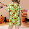 thumbnail image 3 of Pandaie Little Girls Loungewear Halloween Ghost Pumpkin Print Short Sleeve Pajamas 2 Piece Set Kid Night Sleepwear Outfits Green,2-3 Years, 3 of 5