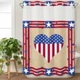 thumbnail image 3 of 4th of July American Flag Love Heart No Hook Shower Curtain Waterproof,Bathroom Curtains with Snap in Liners and See Through Top Window,Stripes Independence Day Bathtub Curtains Shower 72"Wx84"L, 3 of 8