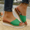 thumbnail image 4 of Rokment Wedge Sandals for Women 2026 Beach Fashion Casual Leather Open Toe Memory Foam Espadrilles Platform High Heels Dress Slip on Slides Summer Shoes Green Size 7, 4 of 7