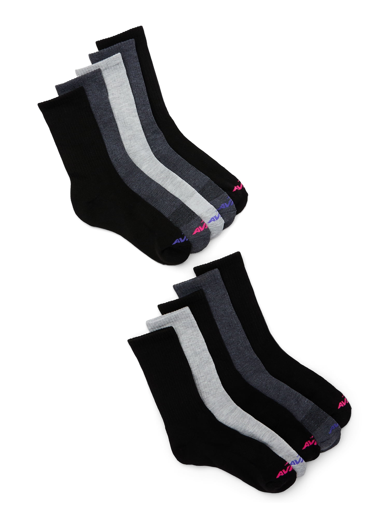 Avia Women's Performance Cushion Crew Socks, 10-Pack