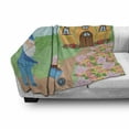 thumbnail image 3 of Gnome Soft Flannel Fleece Throw Blanket, Elf Gardening Outside of His Magic House in Forest Dreamland Print, Cozy Plush for Indoor and Outdoor Use, 50" x 60", Multicolor, by Ambesonne, 3 of 6