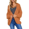 thumbnail image 1 of QWZNDZGR Womens Open Front Long Sleeve Chunky Knit Cardigan Sweaters Loose Outwear Coat, 1 of 4