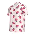 thumbnail image 3 of Daiia Hand Drawn Strawberry Pattern Men’s Polo Shirts,Solid Deck Shirt,Classic Fit, Breathable Cotton Polo for Casual and Sport Wear-, 3 of 9