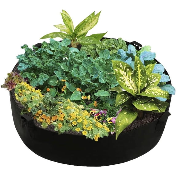 NAMZI 100 Gallon Round Raised Garden Bed Heavy Duty Grow Bags with Handles Breathable Planting Container for Planting Herb Flower Vegetable Plants
