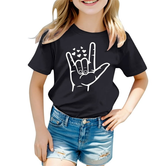 Toddler Girls T-Shirts Anti Bullying Lettr Print Crewneck Short Sleeve Top Kids Girls Everyday Wear Trendy Comfortable T-Shirts，2 -3 Years