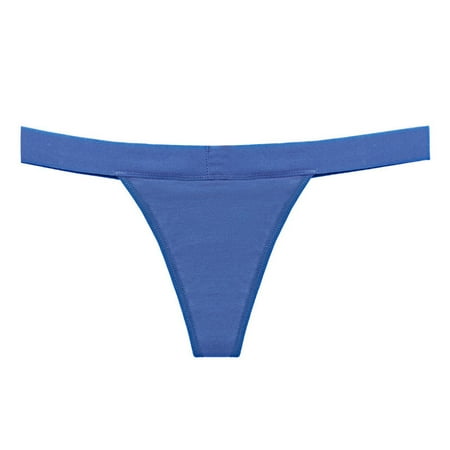 

Kddylitq Women s Thong Low Rise No Show Soft Panties Blue L
