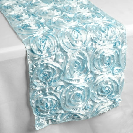 

BalsaCircle 14 x 108 Raised Roses Floral Table Top Runner Wedding Linens Blue