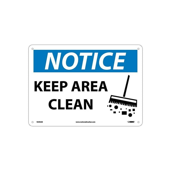 National Marker Notice Signs; Keep Area Clean Graphic 10X14 .040 Aluminum N290AB