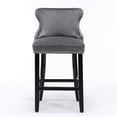 thumbnail image 2 of Velvet Upholstered With Button Decoration, Nailhead Trim & Wooden Legs, Gray Of 2 - Sw1824gy, Comfy Bar Chairs Accents, Legs And Trim, 2, Leisure Chair Collection, 2 of 6
