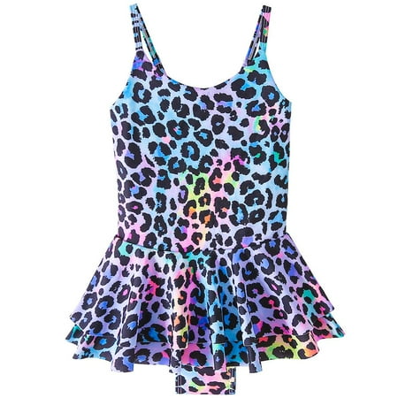 

Kids Girls One-Piece Swimsuit Leopard Print Bathing Suit Beach Swimsuit for 4-12Y