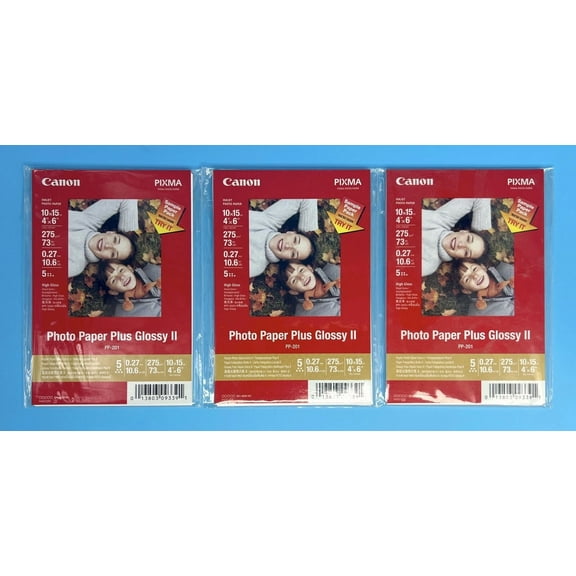 FYNA- Lot Of 3 Canon Pixma Photo Paper Plus Glossy Ii 4 X 6” Pp-201 15 Sheets (5 Per)