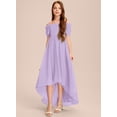 thumbnail image 4 of Drtj Kids Junior Bridesmaid Off Shoulder Dresses Asymmetrical Chiffon Flower Girls Party Pageant Gown, 4 of 6