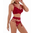 thumbnail image 4 of Gibobby Conjunto ropa interior mujer Conjunto de Lencería Sexy para Mujer Sexy Conjunto de Bralette de Encaje Cruzado Conjunto de Brasier y Bragas(Rojo, M), 4 of 5