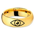 thumbnail image 2 of Tungsten Looking Seeing Eye Band Ring 7mm Men Women Comfort Fit 18k Yellow Gold Dome Polished, 2 of 4