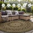 thumbnail image 2 of SIXHOME Outdoor Rugs 8'x8' Round Indoor Outdoor Rugs Waterproof Reversible Patio Rug Plastic Straw Lightweight Outdoor Carpet for RV Camping Deck Balcony Graden Beach Boho Porch Decor Brown, 2 of 6