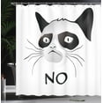 thumbnail image 4 of Ambesonne Animal Shower Curtain, Grumpy Face Famous Cat, 69"Wx70"L, Black and White, 4 of 5