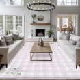 thumbnail image 3 of Large Area Rugs for Living Room Bedroom, Eucalyptus Leaves 5'x8' Rug Washable Carpet Runner Indoor Outdoor, Pink Plaid Summer Botanical Non Slip Floor Mats Rug for Kitchen, Bathroom, 3 of 8