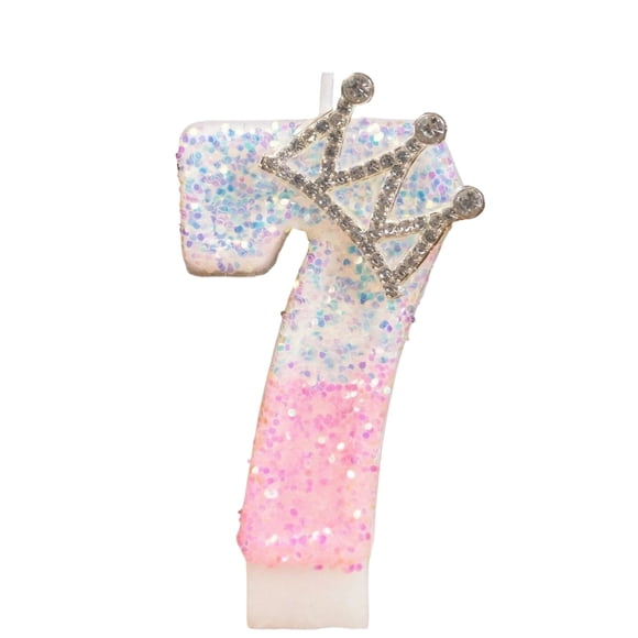 Princess Crown Cake Topper, Crown Number 7 Candle for Cake, Pink Crown 7st Birthday Cake Topper, Princess Birthday Party Decorations, Anniversary Celebrations Party Supplies, Crown A Number 7