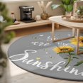 thumbnail image 3 of Round Area Rugs 3.3Ft, Sunflowers Non-Slip Washable Circle Rugs Carpet, Spring Summer Bees Yellow Floral Grey Indoor Outdoor Rug Floor Mats Throw Runner for Bedroom Living Room Bathroom, 3 of 8