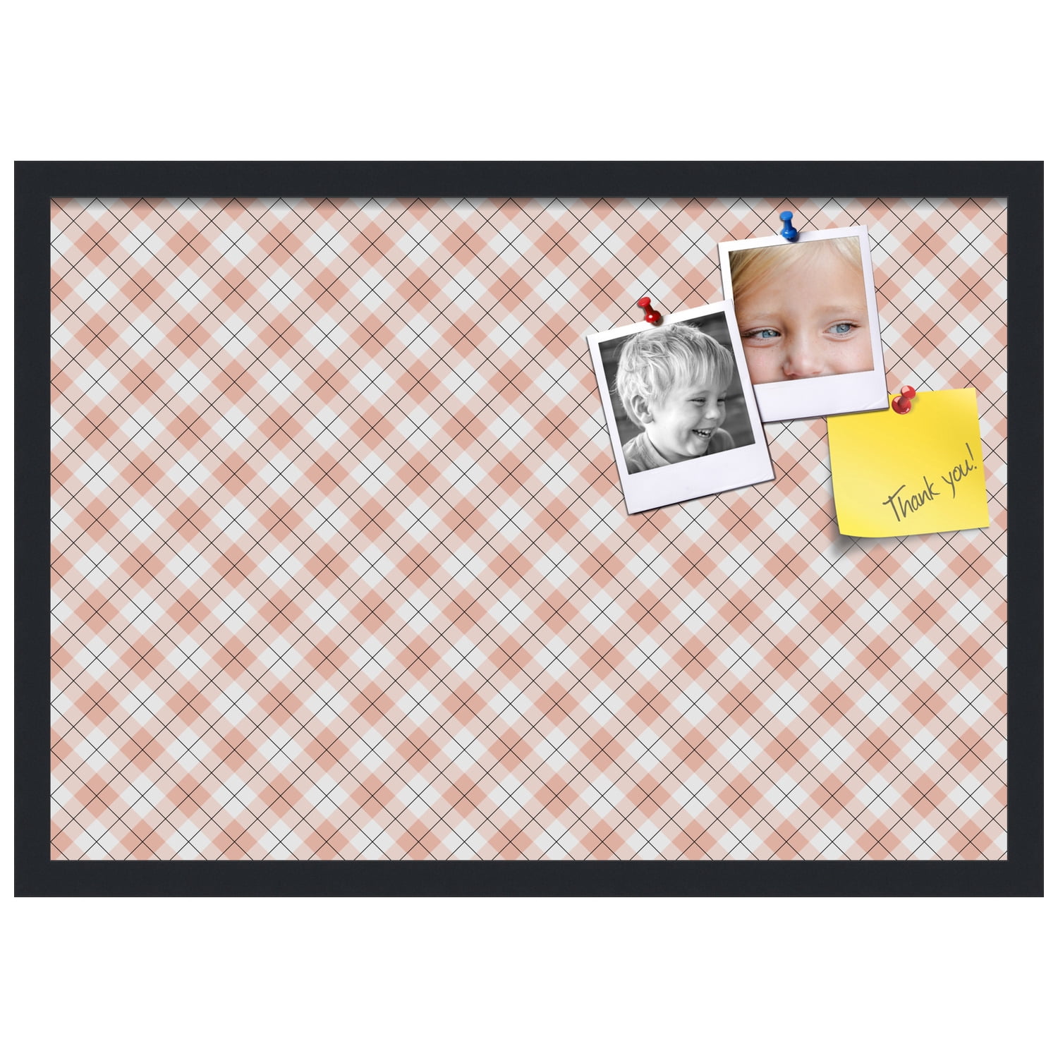 PinPix ArtToFrames 24x16 Custom Cork Bulletin Board Argyle Tan   Poster Board Has a Fabric Style Canvas Finish, Framed in Satin Black (PinPix-643)