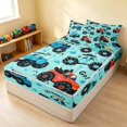 thumbnail image 3 of Erosebridal Monster Truck Zipper Twin Comforter Sets with Fitted Sheet and 2 Pillowcases, Off-Road Zipper Bedding Set, Light Blue, Black Reversible, 3 of 7