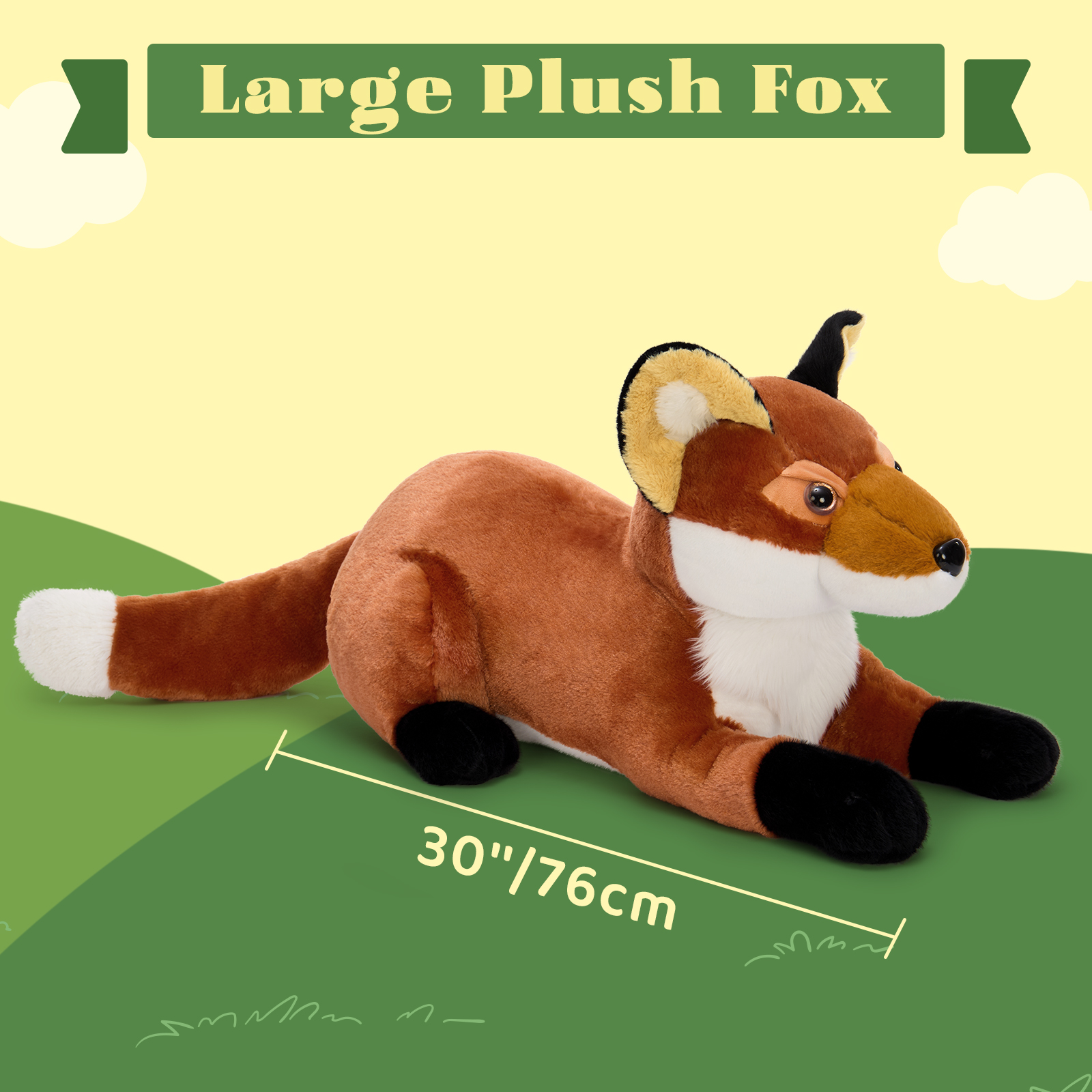 MorisMos 30'' Giant Fox Stuffed Animal Big Fox Plush Toy