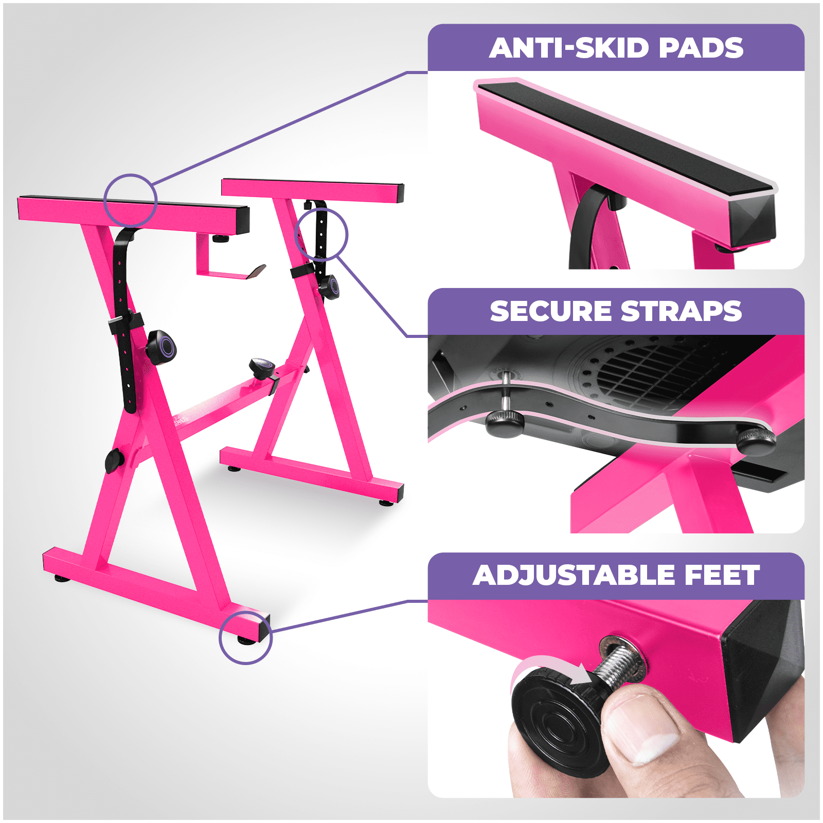 Liquid Stands Pink Piano Keyboard Stand and Bench Set - Portable Heavy Duty Digital Piano Stand for 54-88 Key Electric Pianos & Adjustable Piano Bench, Chair, Stool Sturdy Keyboard Music Stand Seat