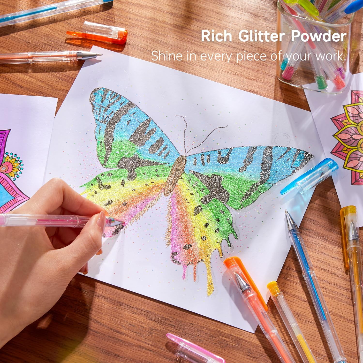 240 Pack Glitter Gel Pens, Shuttle Art 120 Colors Glitter Gel Pen Set with 120 Refills for Adult Coloring Books Craft Doodling