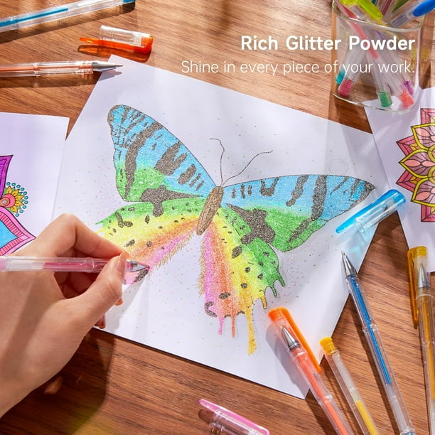 Shuttle Art 80 Pack Glitter Gel Pens, 40 colori Glitter Gel Pen Set con 40 Ricariche per libri da colorare per adulti Craft Doodling