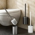 thumbnail image 1 of Escobilla de baño | Limpiador de inodoros de baño de aleación de aluminio | Cepillo moderno de cerdas largas | Diseño compacto que ahorra espacio | Montaje de ventosa | Blanco Negro Gris | 13,7 x, 1 of 8
