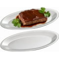 thumbnail image 1 of 27X17 cm Thick Stainless Steel Dinner Plate 2-Piece Set, Egg-Shaped Appetizer Plate,Silver, 1 of 8
